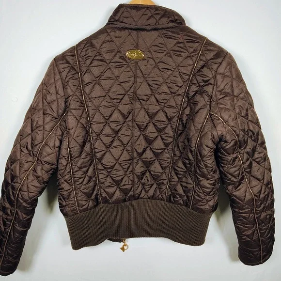 Baby Phat Women's Full Zipper Medium Puffer Brown Winter Jacket - Picture 15 of 16